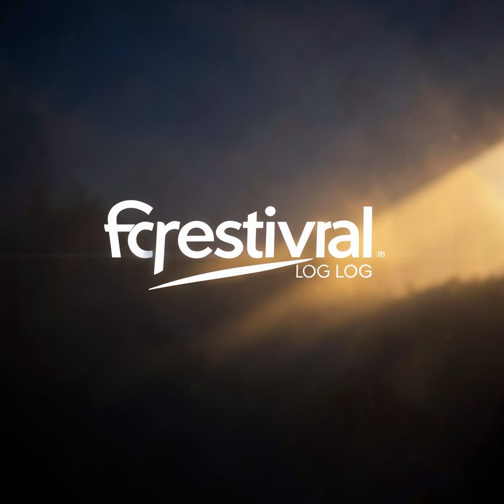 Sahne ışıkları altında, derin lacivert ve altın sarısı tonlarda festival logo ve tipografi detayı